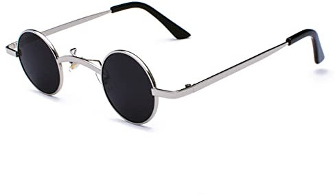 besbomig Steampunk Herren Damen Retro Sonnenbrille Runde - Hippie Klein Rave Brille 70er 80er 90er Jahre Accessoires Partybrille Fasching Karneval Ovale Hip Hop Lustige Brillen