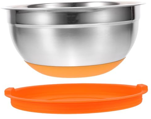UTHCLO Edelstahl Mischschüssel Mit Silikonboden Mit Deckel Für Salate Snacks Obst Und Nudelgerichte Langlebig Und Leicht Zu Reinigen
