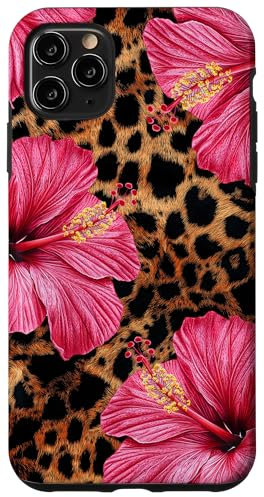 Luxury Summer Leopard And Pink Hibiscus Flower Floral Case for iPhone 11 Pro Max