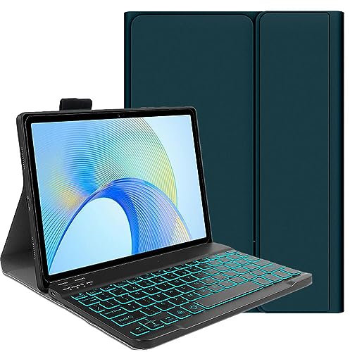 FKQLH Custodia con Tastiera per Lenovo Yoga Tab Plus 12,7'' 2025, QWERTY Layout 7 Colori Retroilluminata Tastiera Bluetooth Rimovibile per Lenovo Yoga Tab Plus 12,7'' 2025, Nero