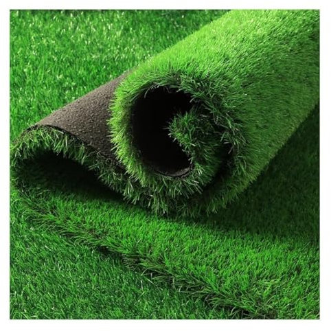 Césped artificial, césped realista, rollo de césped artificial, 20 mm, alfombra de césped artificial de 1.38 pulgadas de altura, alfombra de césped sintético realista con respaldo de goma con agujeros