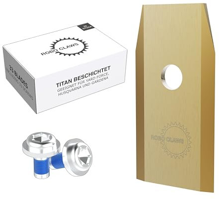 ROBO CLAWS 18 x Titanium Replacement Blades for Robotic Lawnmower - With Storage Box & T25 Torx Screws with Safety Lacquer - 0.75mm - Fits Husqvarna, Gardena, Yard Force - Rustproof & Shatterproof (18