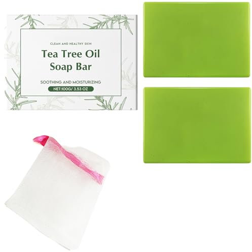 Natürliche Teebaumöl Seife - Handgemacht & Vegan - Ideal gegen Schweiß und Gerüche nach Sport oder Anstrengung - 2 Stück à 100 g