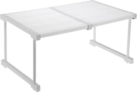 sourcing map Expandable Cabinet Tension Shelf 47cm to 68cm Adjustable Closet Organizer 32cm x 42cm Flower Pattern Table Storage Rack for Wardrobe Cupboard Kitchen Bedroom