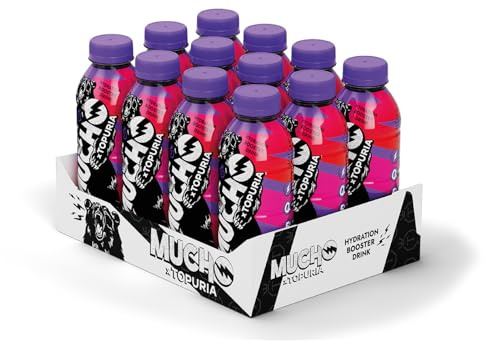Mucho x Topuria: Bebida Hidratante y Energética - Cherry KO - Sabor CEREZA. Pack 12 Botellas de 500 ml. Sin Azucar.