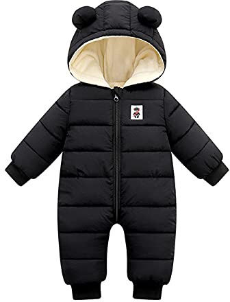 Generisch 2026 Grenouillère chaude combinaison de neige avec manteau en duvet pour garçon Combinaison d'extérieur Veste fille bébé Manteau rembourré Garçons Veste, Noir , 0-3 mois