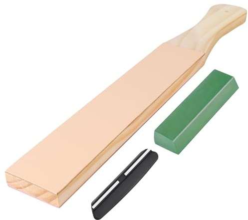 Alaoo Sharpening Stone Kit, Professional 2-in-1 Double-Sided Knife Sharpener with Polishing Compound Angle Guide, Leather Strop Kit for Knife Sharpening for Straight Razor, Woodcarving Chisels