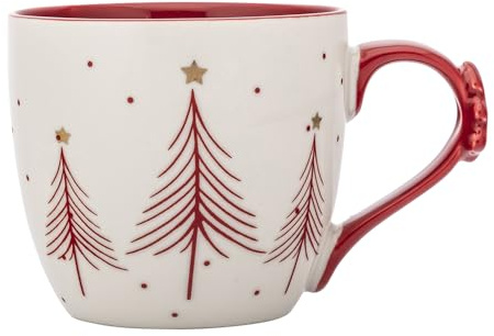 Altom Design Weihnachtsbecher Weihnachtstasse Kaffebecher Teetasse Becher Weihnachten 460ml Tannenbaum (Rot)