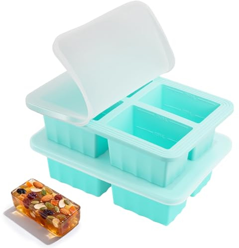 2 Pack Silicone Soup Freezer Molds with Lids, 1 Cup Silicone Freezing Soup Container, Ice Cube Trays for Freezer, Freeze Broth,Sauce,Leftovers, 250mL /125mL Portions, Green