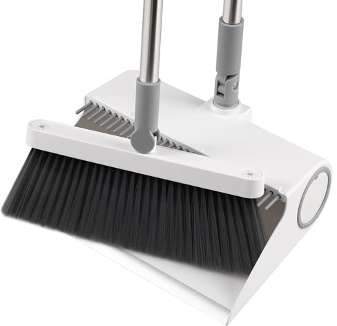 Mitclear Dustpan and Brush Set Long Handle, Broom & Dust Pan Combo for Home, Household Sweeping Brush Tall Dustpan for Lobby Kitchen Room Office Garden Floor Indoor & Outdoor