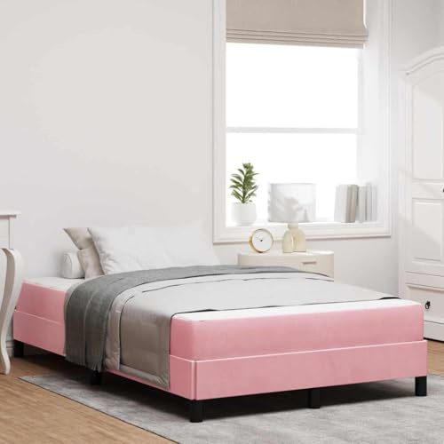LoogCape Boxspringbett mit Matratze Rosa 120 x 200 cm, Stoffbezug, Holzwerkstoffrahmen, Komfort-Taschenfederkernmatratze, Schlafzimmer Möbel