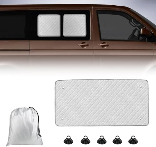 Thermomatte Passend für VW T5 T6 Seitliche Schiebetür, T6 Sonnenschutz Auto Frontscheibe Innen Passend, Auto Sonnenblende Frontscheibenabdeckung, Seitliche Schiebetür Sonnenblende