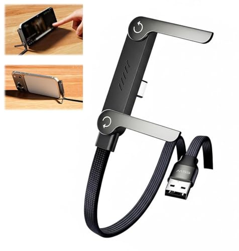 Sinlay Cavo Di Ricarica Con Supporto Invisibile Per Telefono 2 In 1, Cavo Di Ricarica Rapida Da 240 W,Regolabile 360°,Esterno Intrecciato,Ricarica 1,5 Metri,Per Gaming E Ufficio (Usb-A A Type-C)