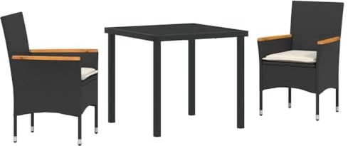 HFXHIJXQ 8+1 Gartenmöbel Set Schwarz Poly-Rattan Glas-Tisch 200x80cm Balkon Terrasse Garten Lounge