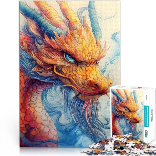 Puzzle 2000 pièces pour Adolescents Portrait de Dragon Chinois Réduction du Stress intéressante Jeu de défi Unique 70x100cm