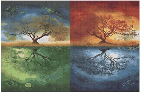 Four Season Albero della Vita Puzzle in legno con scatola portaoggetti, puzzle ecologico in legno per il tempo libero, sollievo dallo stress e decorazione, 1000 pezzi