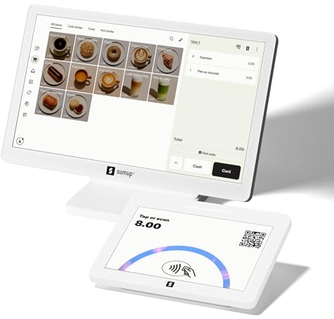 SumUp Kasse, All-in-One POS Kassensystem mit 13-Zoll Touchscreen und 8-Zoll Kundendisplay, Registrierkasse für Einzelhandel & Gastronomie, Kartenzahlungsgerät, WLAN, keine Monatsgebühren