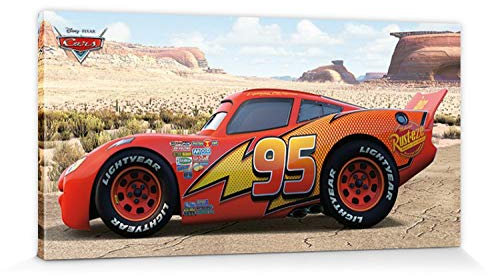 1art1 Cars Poster Lightning McQueen Sideshot Bilder Leinwand-Bild Auf Keilrahmen | XXL-Wandbild Poster Kunstdruck Als Leinwandbild 100x50 cm