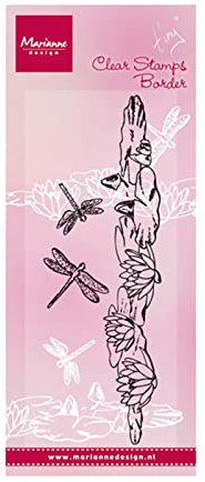 Marianne Design TC0851 Clear Stamps – Tiny's Border Water Lily Silicone 7.5 x 18.5 x 0.5 cm