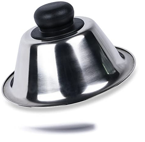 Kerafactum® Burger Cloche Burgerhaube Haube für Hamburger Cheeseburger Steak Abdeckhaube Pattys grillen Käse schmelzen Edelstahl Schwarz