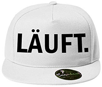OwnDesigner Baseball Läuft Cap - Unisex Mütze, Kappe für Herren und Damen, einfarbige Basecap, rundum geschlossen (408-Cap5P-90Weis)