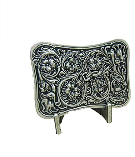 Versilberte Gürtelschnalle Buckle Western Ornament Vintage Echt Versilbert