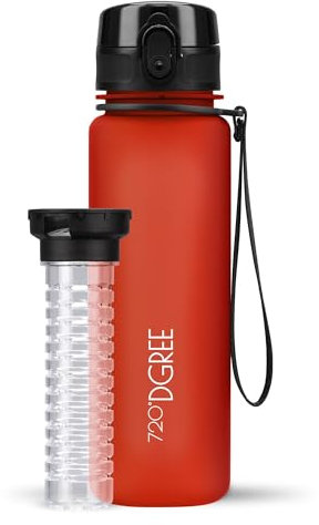 720°DGREE Gourde d'Eau 500ml “uberBottle“ +Fruit-Infuseur, softTouch - Sans BPA, Anti-fuite - Bouteille, water bottle idéale pour Enfants, École, Sport, Randonnée, Camping, Université, Voyage, Travail