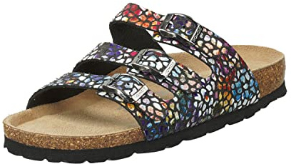 Rohde Damen, Frauen, Klassische Sandalen, Sandalen,Pantoletten,Sommerschuhe,Hausschuhe,Kork-fußbett,Multicolor,41 EU / 7.5 UK