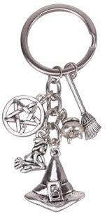 Amosfun Halloween SchlüSselanhäNger Aus Metall Hexenhut Und Besen Design SchlüSselring FüR Auto Tasche Und Telefon Halloween Dekoration