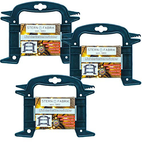3X Stern Fabrik Lichterkettenwickler Aufbewahrung kein Verknoten mehr mit praktischem Griff 20cm Winder 3er Pack