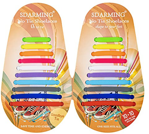 SDARMING Schnürsenkel ohne Binden für Kinder und Erwachsene, Elastische Silikon Schnürsenkel für Sportschuhe, Wasserdichte Schleifenlose Schuhbänder für Laufschuhe