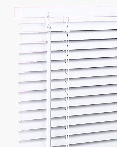 PVC & Wood Wooden Grain Effect Window Venetian Blind Blinds Easy Fit Privacy Curtains Trimmable Fittings Windows Treatment Shutters Twist Open Close (White-PVC, 60 x 150 cm)