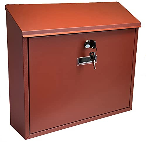 Buckingham Large Mail Post Box Red Wall Mounted Lockable Premium Steel Outdoor Letter Box with Name Slot Weatherproof Easy to Install for Homes Flats 36 Cm by Buckingham