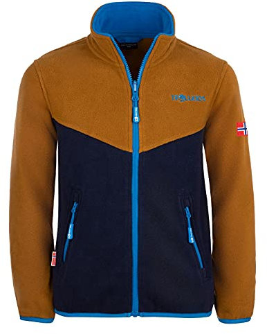 Trollkids Kinder Oppdal XT Fleece Jacke, Bronze/Marineblau, Größe 164