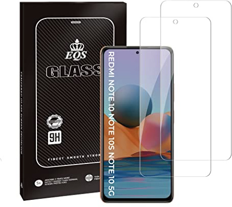 EQS [2 pack] Protector de Pantalla para Xiaomi Redmi Note 10/10s/10 5G, Cristal Vidrio Templado para Redmi Note 10/10s/10 5G, Ultra Resistente, Durezas 9H, Antiarañazos, Anti-Huellas, Sin Burbujas