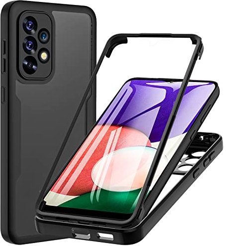 Hülle für Samsung Galaxy A53 5G, Vorder- und Rückseitenschutz Handyhülle Samsung A53 Case 360 Grad stoßfeste Handyhülle (A53, Schwarz)