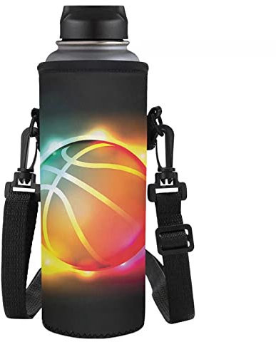 Jndtueit Galaxy Basketball Print Neoprene Water Bottle Holder Carrier Bag,Reusable Cooler Water Bottle Sleeve Pouch