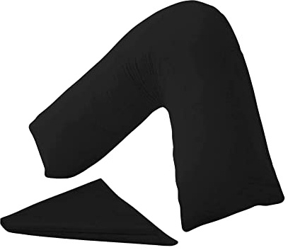 KANAK V Shaped Pillowcase Plain Polycotton Back & Neck Support V Pillow case cover - Orthopaedic/Pregnancy/Nursing Pillow Cover Only - Black