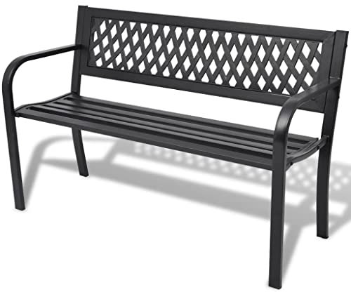 ZQQLVOO Bank aus Metall, Balkon gartenmöbel Bank, Veranda Dekoration, Gartenbank 118 cm Stahl Schwarz,Ideal für Terrassenpools im Freien