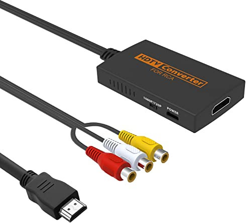 IQIKU RCA to HDMI Converter, Composite to HDMI Adapter, Support 1080p, PAL/NTSC Compatible N64/GAME Cube/PS2&1/WII/Xbox/DVD ect