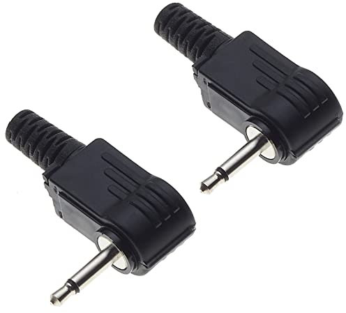 Keple 2,5-mm-Klinkenstecker, Mono 90 Grad - Kunststoffgriff Reparaturbuchse TS 2-polig männlich Löttyp DIY-Audiokabelstecker für - 2 Stück