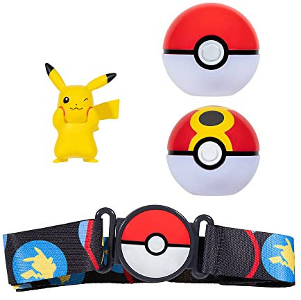 Pokémon PKW2720 Clip and Go Set Pikachu & Pokemon 1 x 5cm Figur, 1 Gürtel & 2 x Ball-Offiziell Lizenziertes Pokemon Spielzeug, Mehrfarbig