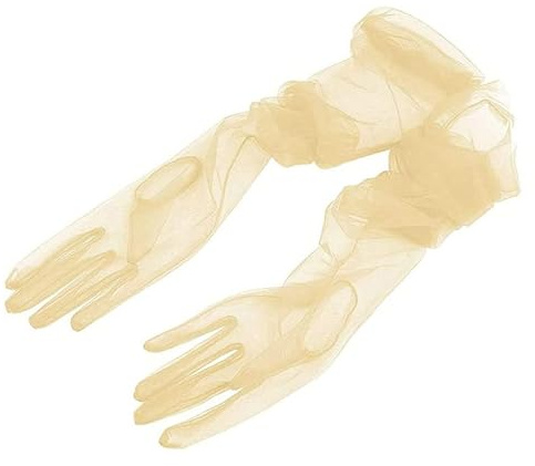 1 Paar 70 cm Damen Tüllhandschuhe transparent Vollfinger Ellenbogen dünn lange Handschuhe Fotografie Party Geschenke (Champagner)