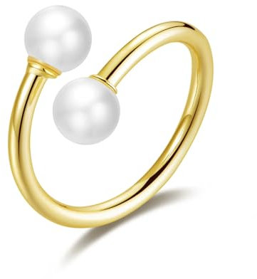 Philip Jones Anello con doppia perla regolabile placcato oro