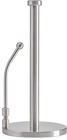 SOTECH Küchenrollenhalter aus Edelstahl (stehend) mit gebürsteter Oberfläche, Papierrollenhalter 34 cm hoch, stabiler & langlebiger Küchenpapierhalter, Rollenhalter mit Klemmbügel