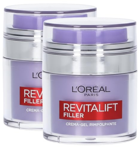 L'Oréal Paris Revitalift Filler Nourishing Hydrating Facial Plumping | Gel Cream with Hyaluronic Acid for All Skin Types - 2x 50ml Jars