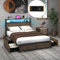 COSTWAY Cadre de Lit Double 140x200cm avec Sommier, Lit avec Éclairage LED et Prise de Courant, USB et 1 Type C, Sommier en Métal avec 4 Tiroirs Rangement, Mode Musique, Assemblage Facile