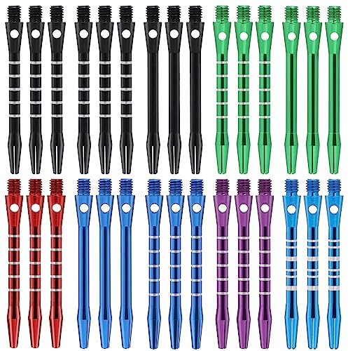KALIONE 30 Packs Dart Shafts, Multi-color Dart Shafts for Steel Tip, Aluminum 2BA Thread Dart Accessories, 50 mm/53 mm Dart Shafts Replacement Kit with Rubber O Rings for Dart Sharpener flights Sports