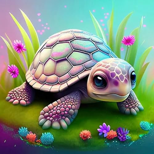 AIRDEA DIY Schildkröte Diamond Painting Set Erwachsene Kinder, Schildkröte Diamant Painting Bilder 5D Fantasie Diamant Kunst Diamant Malerei Set Cross Stickerei Malerei Kits für Heimdekor 30x30 cm