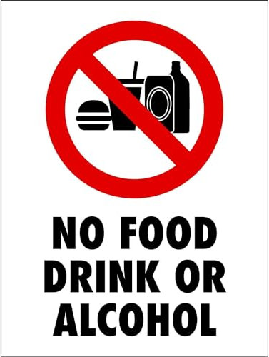 Kein Essen, Trinken Oder Alkohol Warnschild Metall Schilder Metallschild Blechschild Für Draußen Innen 20X30cm